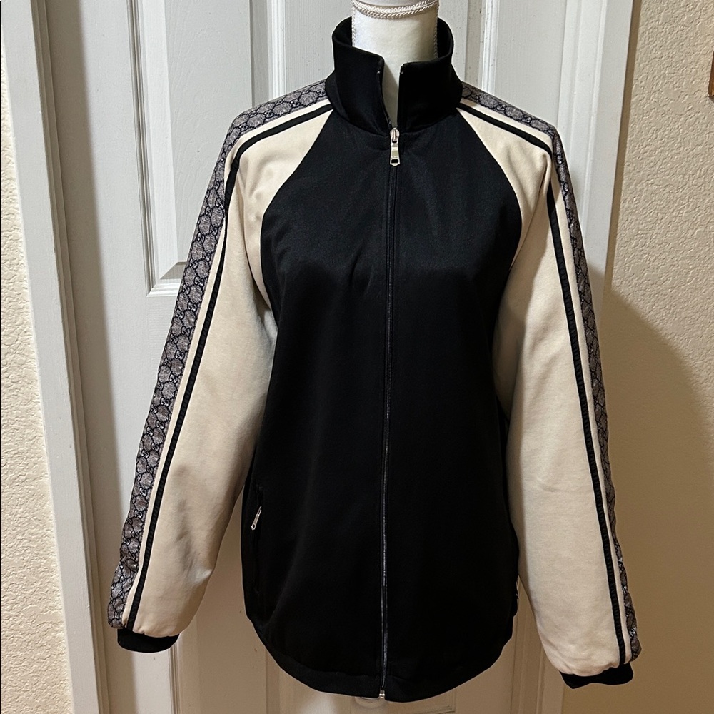 Gucci Black and Cream Bomber Technical Jacket